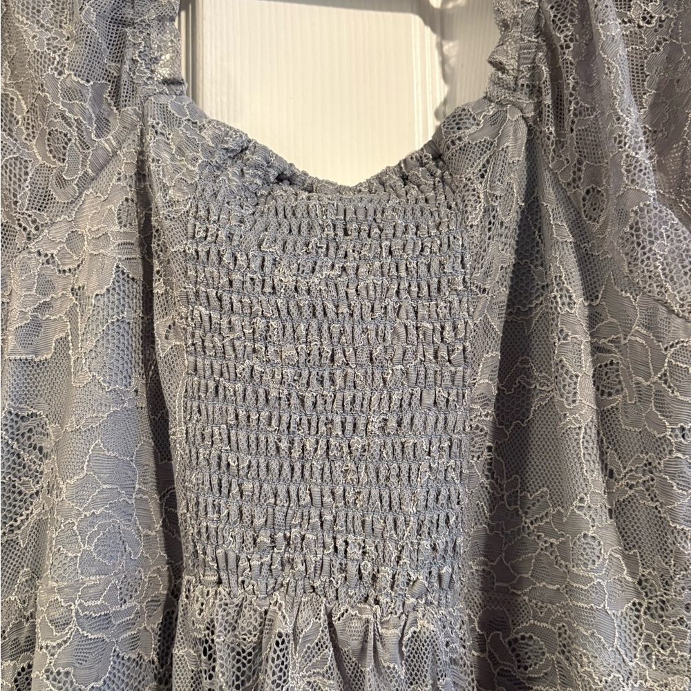 NEW Joyfolie Lace Midi Dress in Dusty Blue Gray Womens size Small - Picture 8 of 9